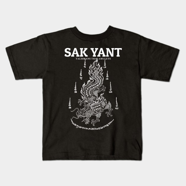 Sak Yant Dragon Kids T-Shirt by KewaleeTee